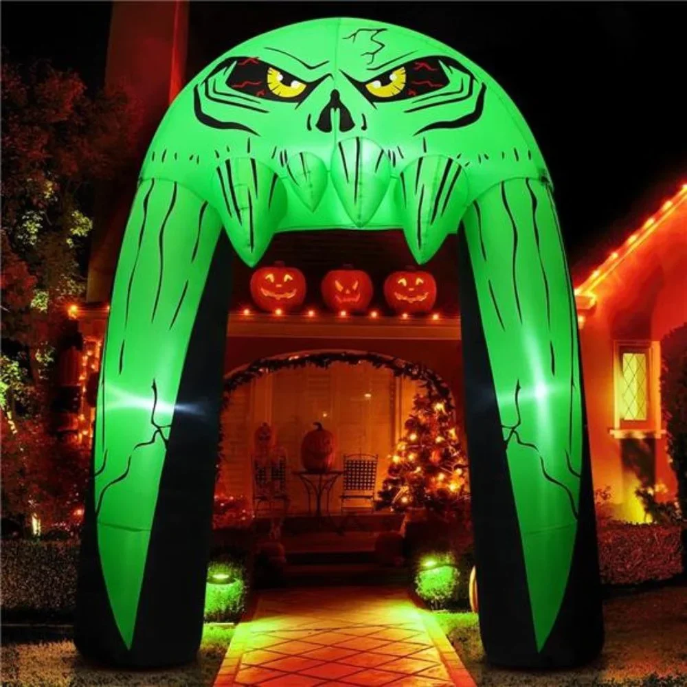 10 FT Halloween Inflatables Archway Outdoor Decorations with Built-in LEDs